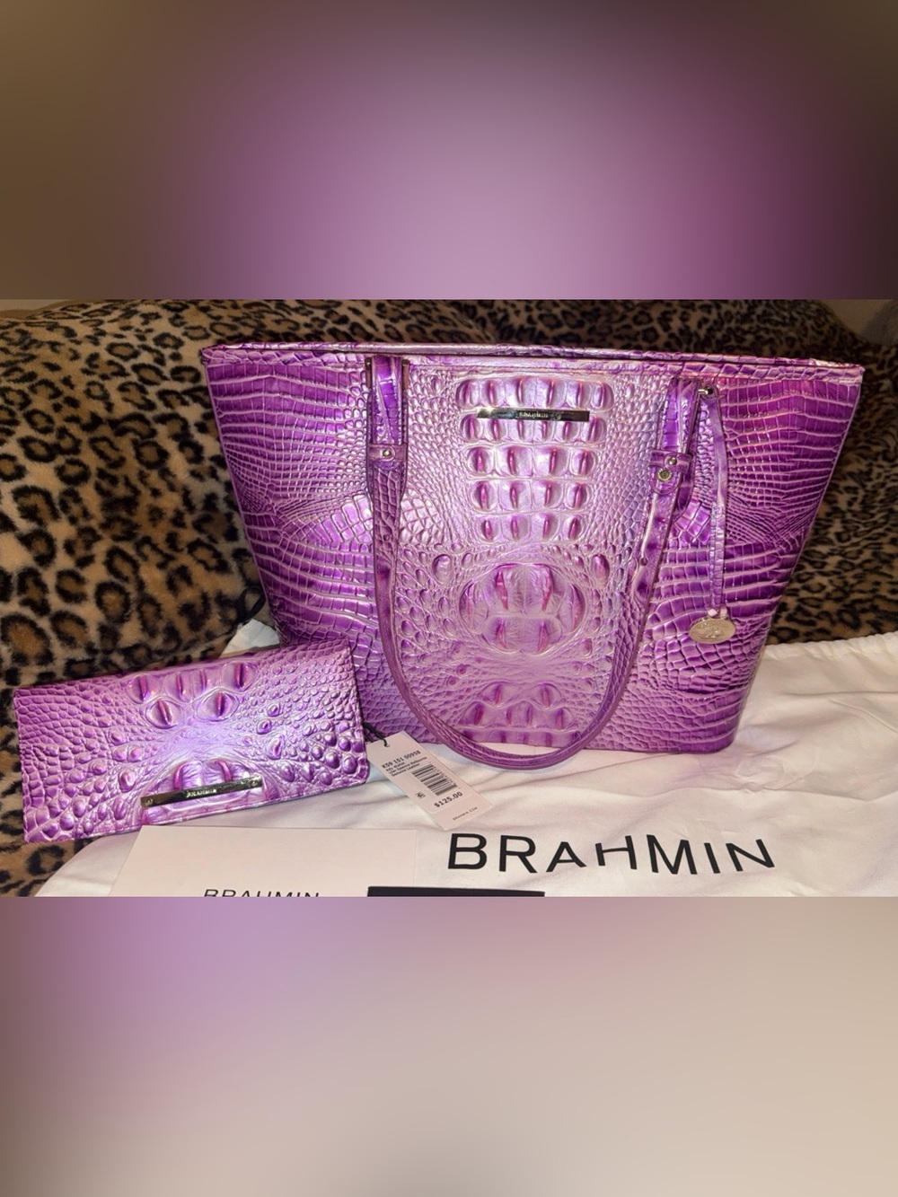 Brahmin Purple Lilac Tote Bag & Matching Wallet BNWT!